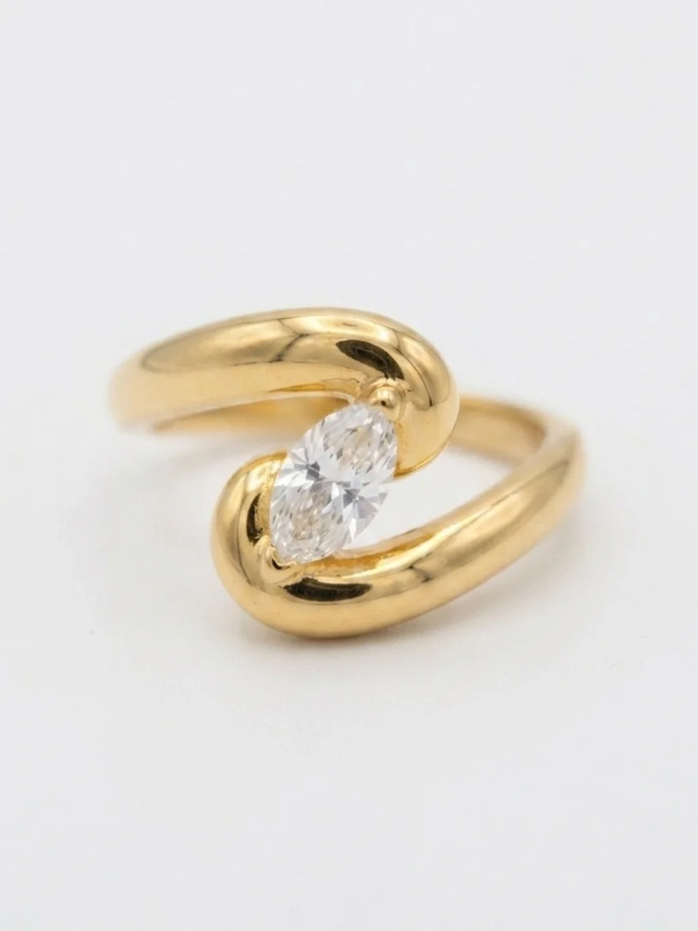 Elegant Bypass Zircon Ring Stainless Steel Adjustable Minimalist Ring Layered